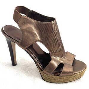 Nine West Bronze Sling Back Platform Heels
